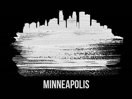Minneapolis Skyline Brush Stroke White by Naxart art print
