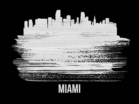 Miami Skyline Brush Stroke White by Naxart art print