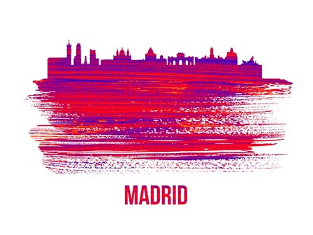 Madrid Skyline Brush Stroke Red by Naxart art print