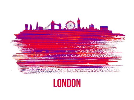 London Skyline Brush Stroke Red by Naxart art print