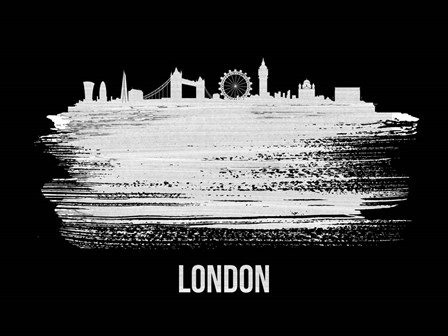 London Skyline Brush Stroke White by Naxart art print