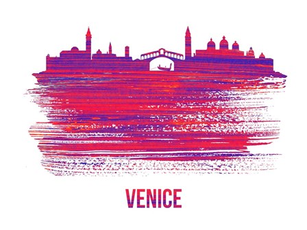Venice Skyline Brush Stroke Red by Naxart art print