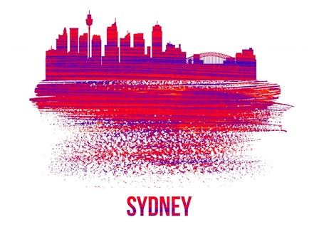 Sydney Skyline Brush Stroke Red by Naxart art print