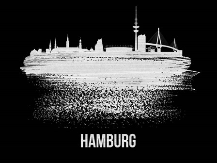 Hamburg Skyline Brush Stroke White by Naxart art print