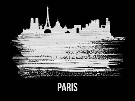 Paris Skyline Brush Stroke White by Naxart art print