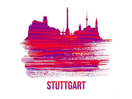 Stuttgart Skyline Brush Stroke Red by Naxart art print