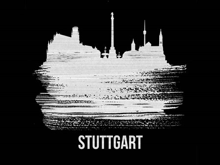 Stuttgart Skyline Brush Stroke White by Naxart art print