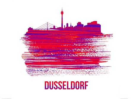 Dusseldorf Skyline Brush Stroke Red by Naxart art print