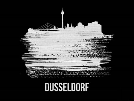 Dusseldorf Skyline Brush Stroke White by Naxart art print