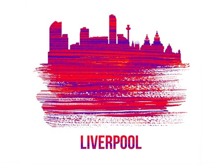 Liverpool Skyline Brush Stroke Red by Naxart art print