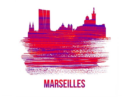 Marseilles Skyline Brush Stroke Red by Naxart art print