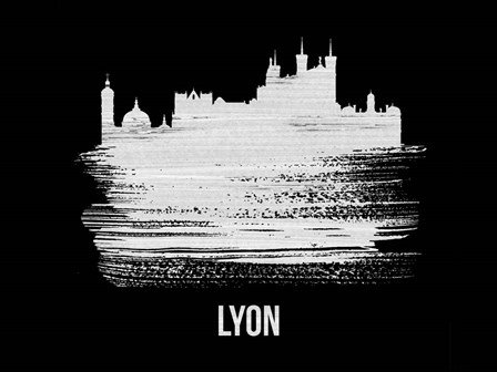 Lyon Skyline Brush Stroke White by Naxart art print