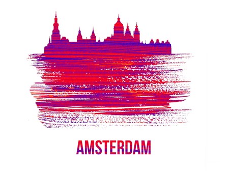 Amsterdam Skyline Brush Stroke Red by Naxart art print