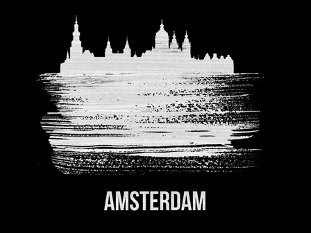 Amsterdam Skyline Brush Stroke White by Naxart art print
