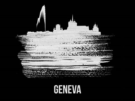 Geneva Skyline Brush Stroke White by Naxart art print
