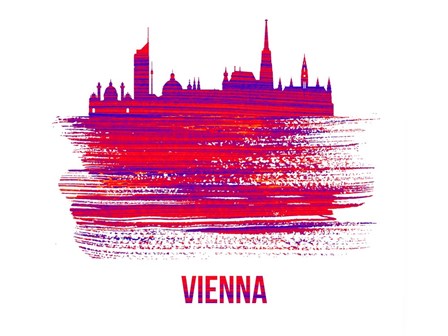 Vienna Skyline Brush Stroke Red by Naxart art print