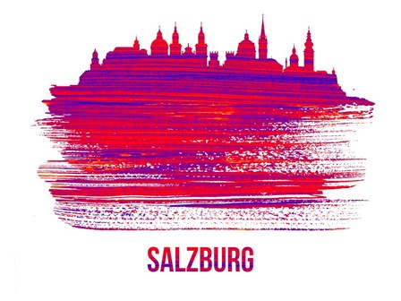 Salzburg Skyline Brush Stroke Red by Naxart art print