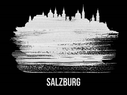 Salzburg Skyline Brush Stroke White by Naxart art print