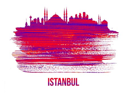 Istanbul Skyline Brush Stroke Red by Naxart art print