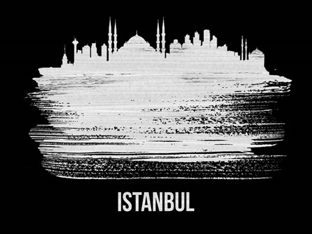 Istanbul Skyline Brush Stroke White by Naxart art print