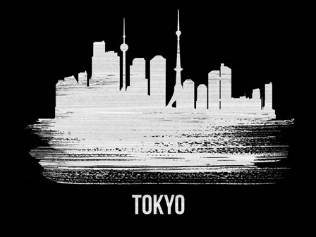 Tokyo Skyline Brush Stroke White by Naxart art print