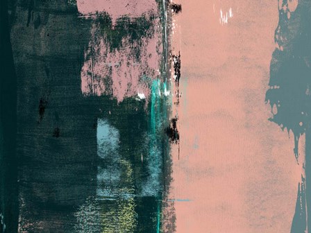 Abstract Green and Coral Pink by Alma Levine art print