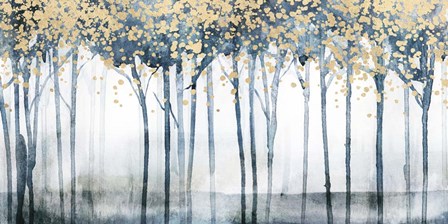 Golden Blue Trees II by Nina Blue art print