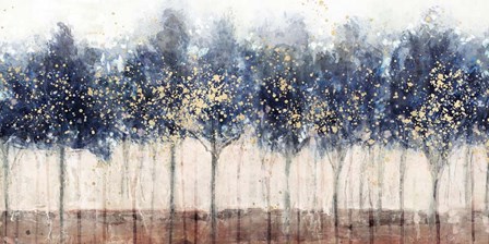 Golden Blue Trees by Nina Blue art print