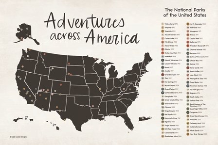 Adventures Across America by Lady Louise Designs art print