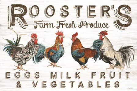 Rooster&#39;s Farm Fresh Produce by Cindy Jacobs art print
