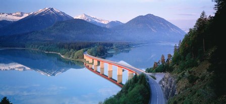 Bridge over Lake Sylverstein Bavaria Germany by Panoramic Images art print