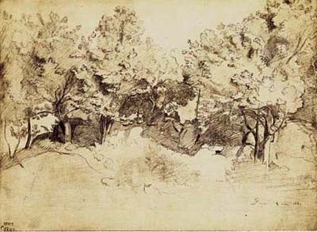 Sepia Corot Landscape by Jean-Baptiste Camille Corot art print