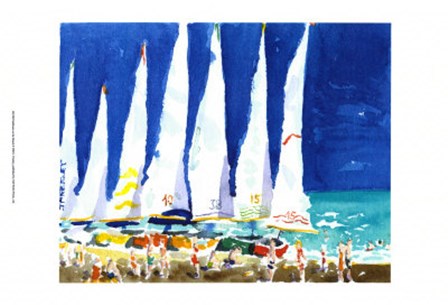 Sailboats on the Beach by J. Presley art print