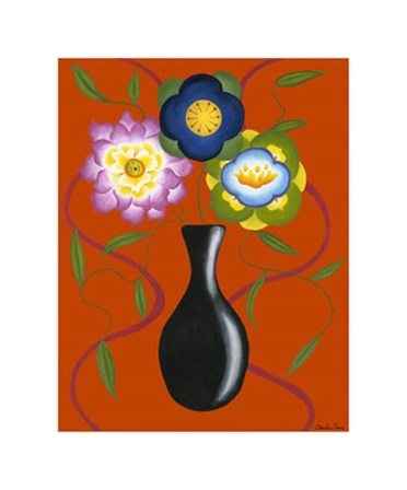 Stylized Flowers in Vase II by Chariklia Zarris art print