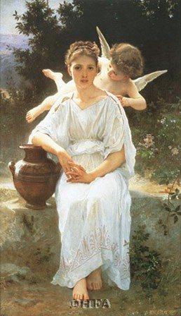 Whisperings of Love, 1889 by William Adolphe Bouguereau art print