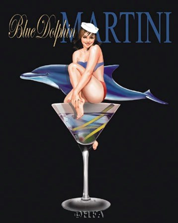 Blue Dolphin Martini by Ralph Burch art print