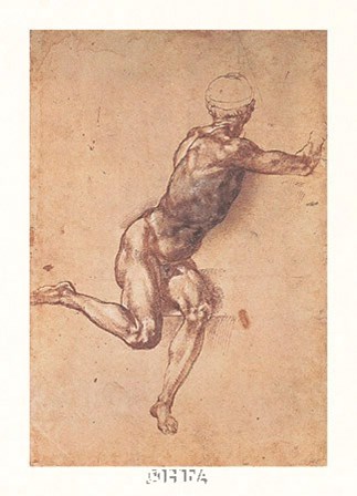 Study of a Seated Male Figure by Michelangelo Buonarroti art print