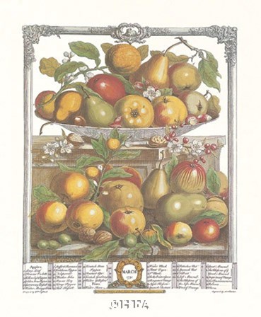 March/Twelve Months of Fruits, 1732 by Robert Furber art print