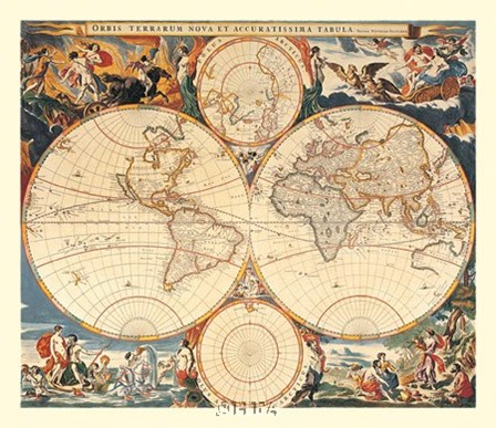 World Map by Nicholas Visscher art print