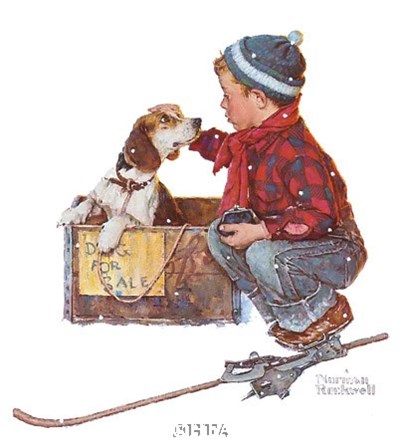 A Boy Meets His Dog by Norman Rockwell art print