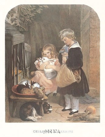Children and Rabbits by Sir Edwin Henry Landseer art print