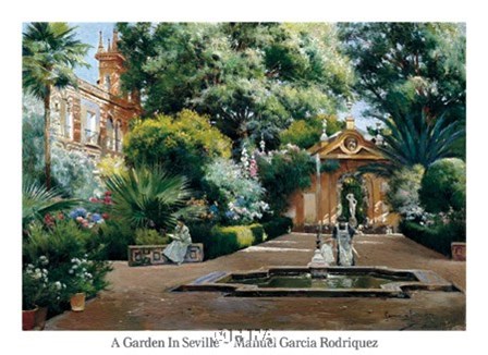 A Garden in Seville by Manuel Garcia Y Rodriguez art print