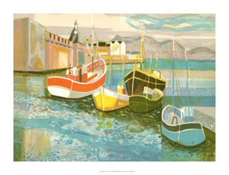 Boats in Harbor II by George Lambert art print