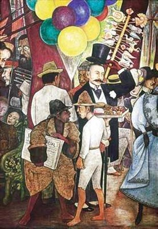 Dream of a Sunday (Detail Street Vendors by Diego Rivera art print