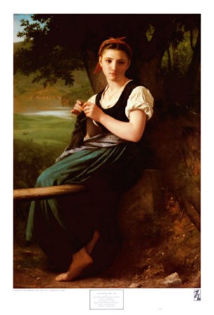 Knitting Girl by William Adolphe Bouguereau art print