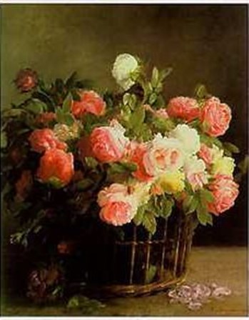 Basket of Roses by Hans Looscher art print