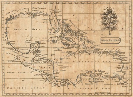 Caribbean 1806 by Andrew Arrowsmith art print