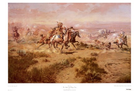 The Attack On The Wagon Train by Charles M. Russell art print