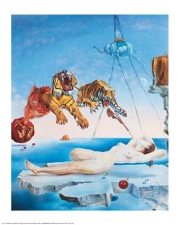 Dream Caused by the Flight of a Bee Around a Pomegranate, A Second Before Awakening by Salvador Dali art print