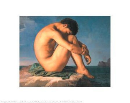 Jeune Homme Nu Assis Au Boro De La Mer by Hippolyte Flandrin art print